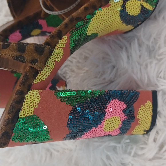 New Kurt Geiger London Floral Sequin Platform Leopard Print Sandals EU 41 - Picture 7 of 12